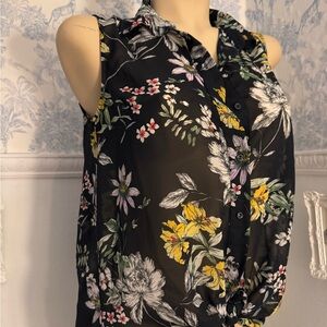 Floral Sleeveless Women's Sheer Top